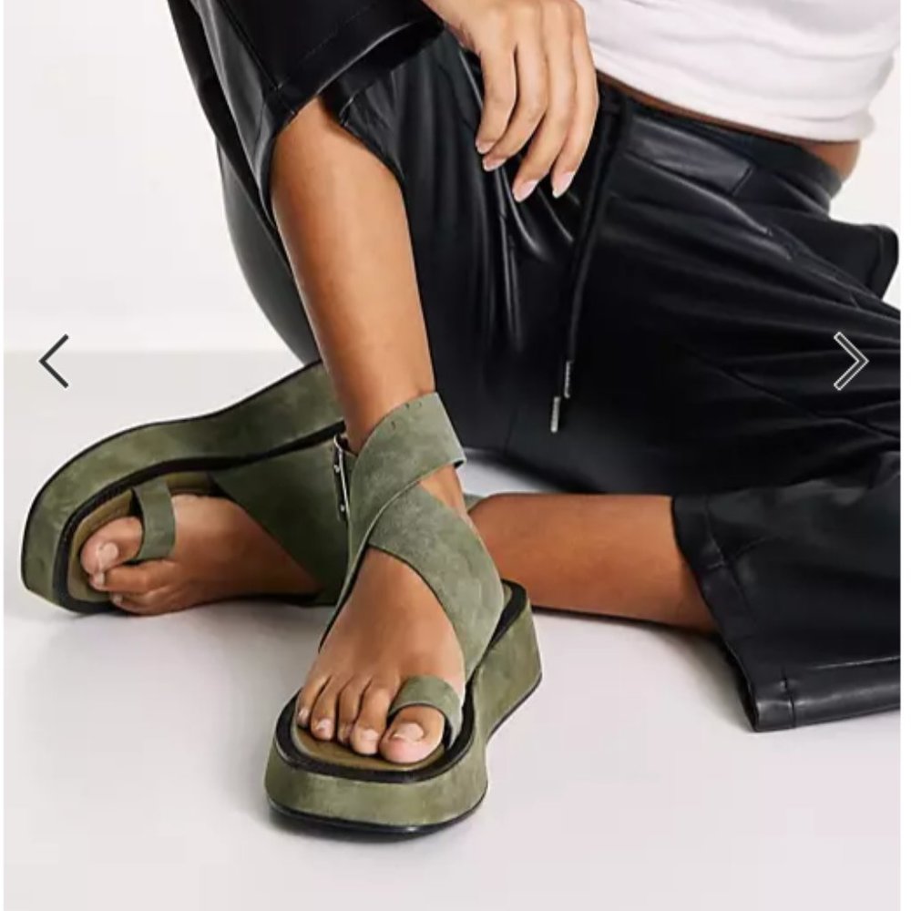 ASOS Khaki Suede Flat Sandals NWT